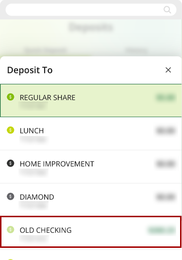Depositing a check in mobile banking, step 3