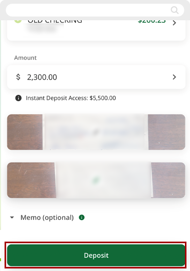 Depositing a check in mobile, step 6