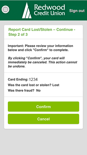 Step 2 of 3 Confirm Information