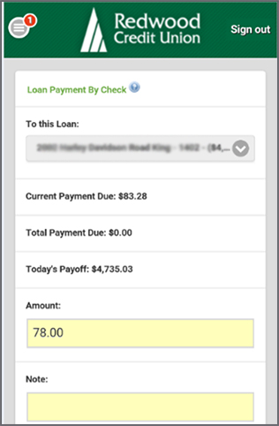 Loan Payment by Check Deposit Page