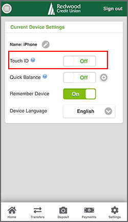 Device Settings Login in Mobile