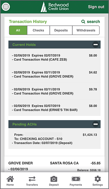Transaction History