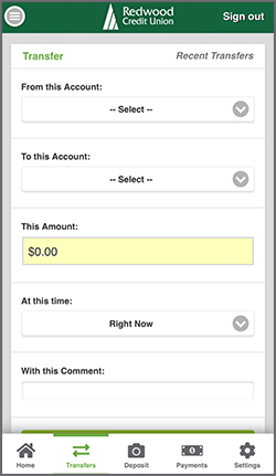 Mobile Transfer Page