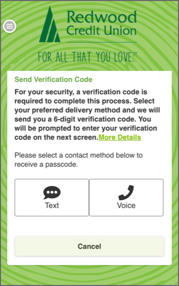 For security, a verfication code is required to complete this process.