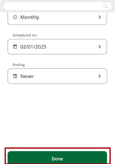 Recurring RCUpay in mobile, step 7
