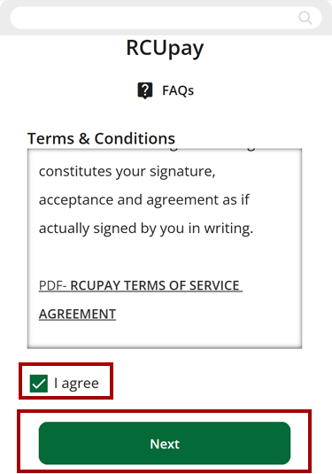 Recurring RCUpay on mobile, step 4