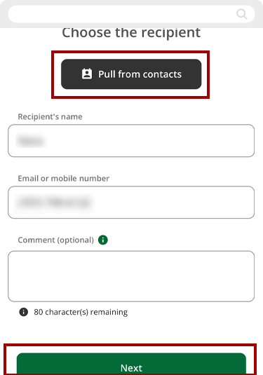 Recurring RCUpay on mobile, step 5