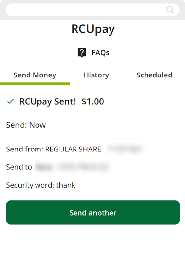 One-time RCUpay on mobile, step 8