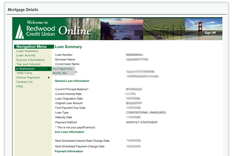 Image of Mortgage Details page
