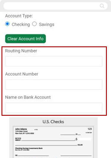 Screenshot of filling in information for mortgage payment for mobile devices