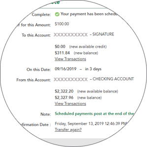 Payment complete section
