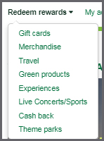 Redeem Rewards Menu