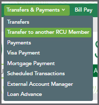 Transfers & Payments - Transfer to RCU Member