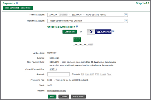 Payments page with Visa Checkout selected.