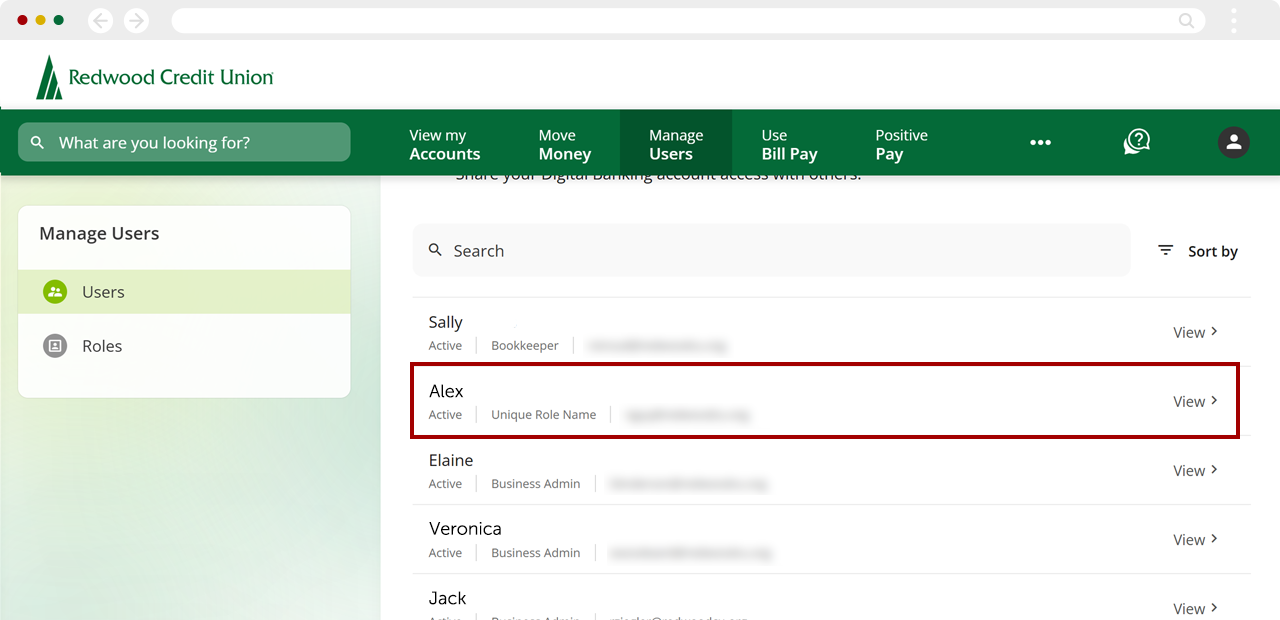 Assigning user roles for Positive Pay, step 2