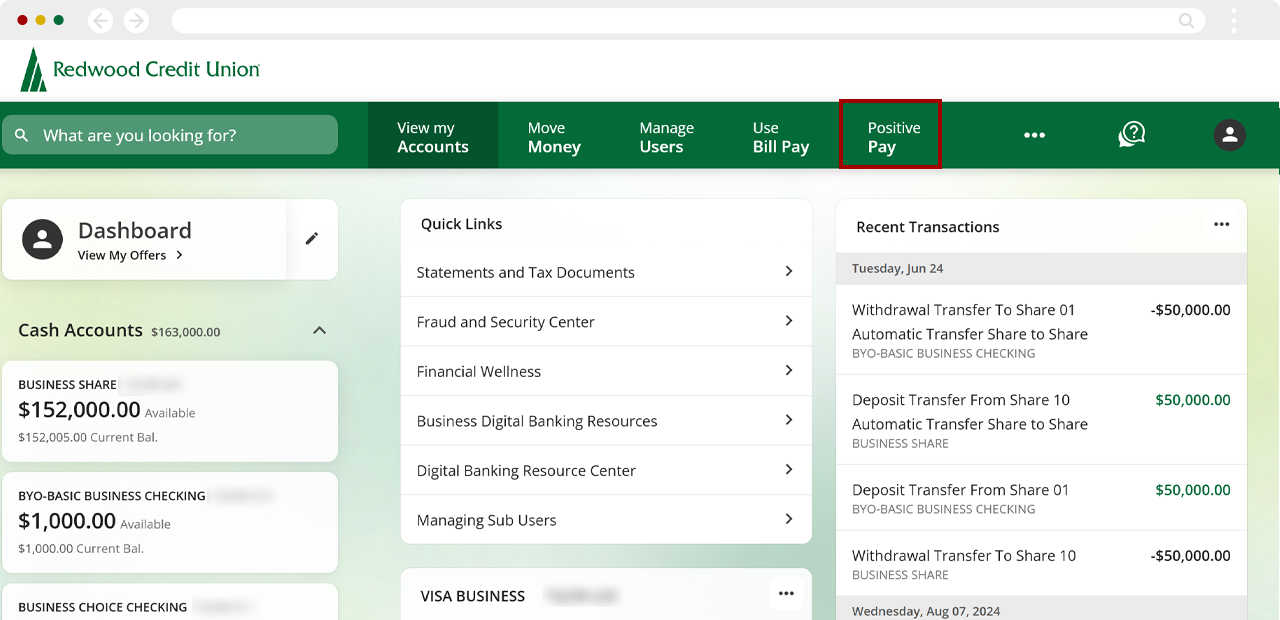 Enter checks manually in Positive Pay on desktop, step 1