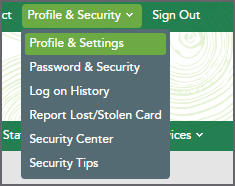 Profile & Settings menu