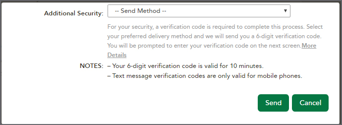 Additional Security Send Passcode