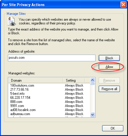Adding PSCU to trusted sites