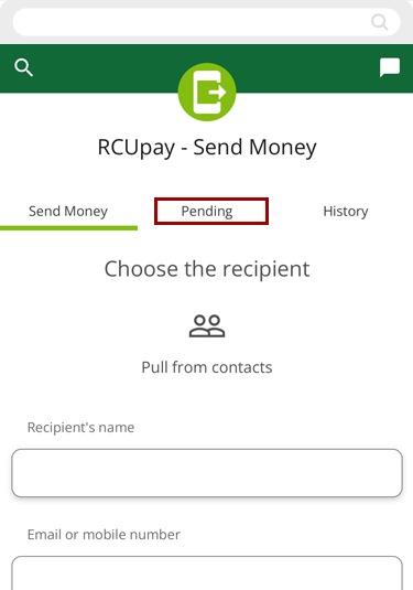 Resending RCUpay texts in mobile, step 2