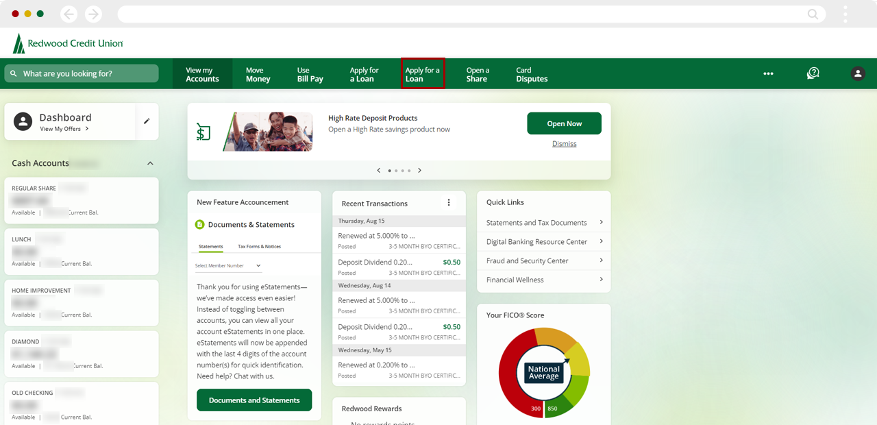 Refinancing an auto loan on desktop, step 1