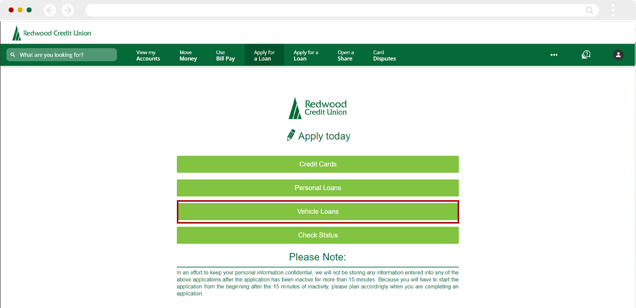 Refinancing an auto loan on desktop, step 2