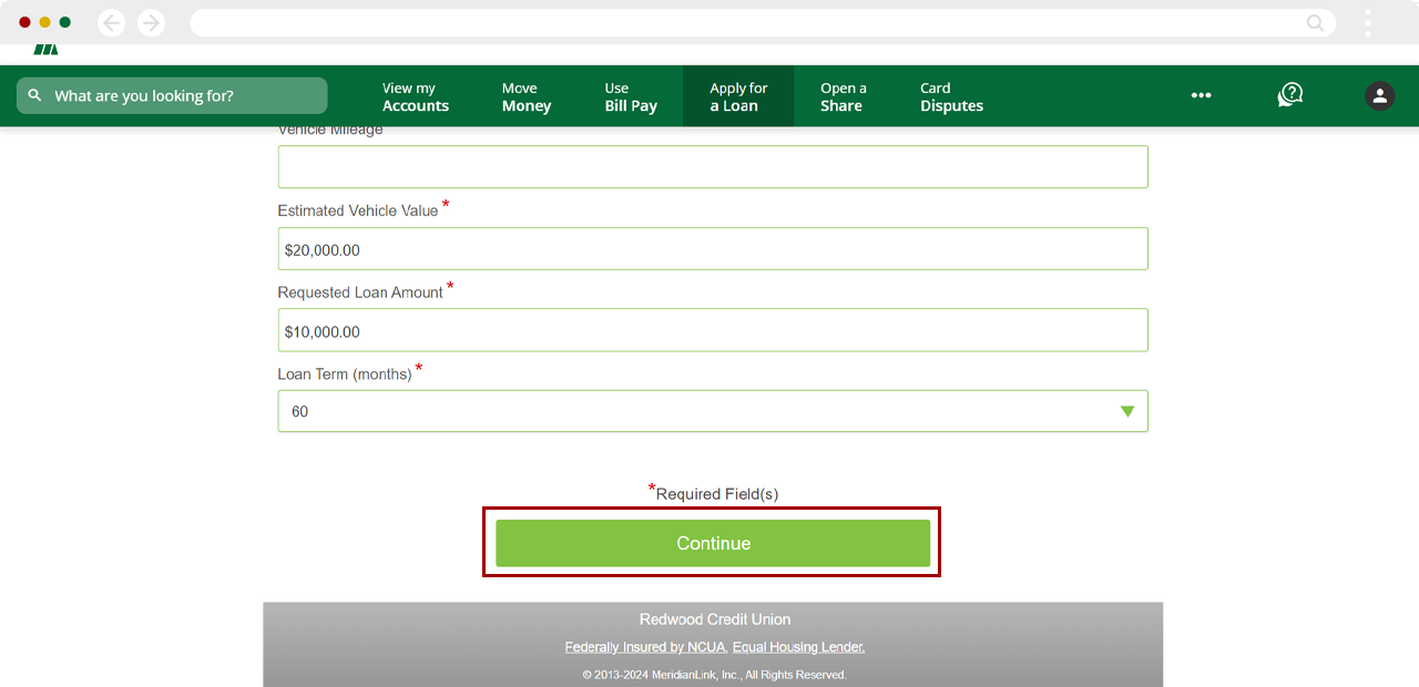 Refinancing an auto loan on desktop, step 4