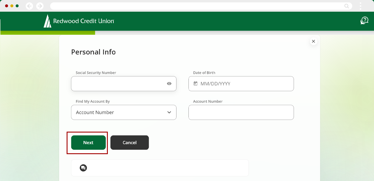 Registering for digital banking on desktop, step 4