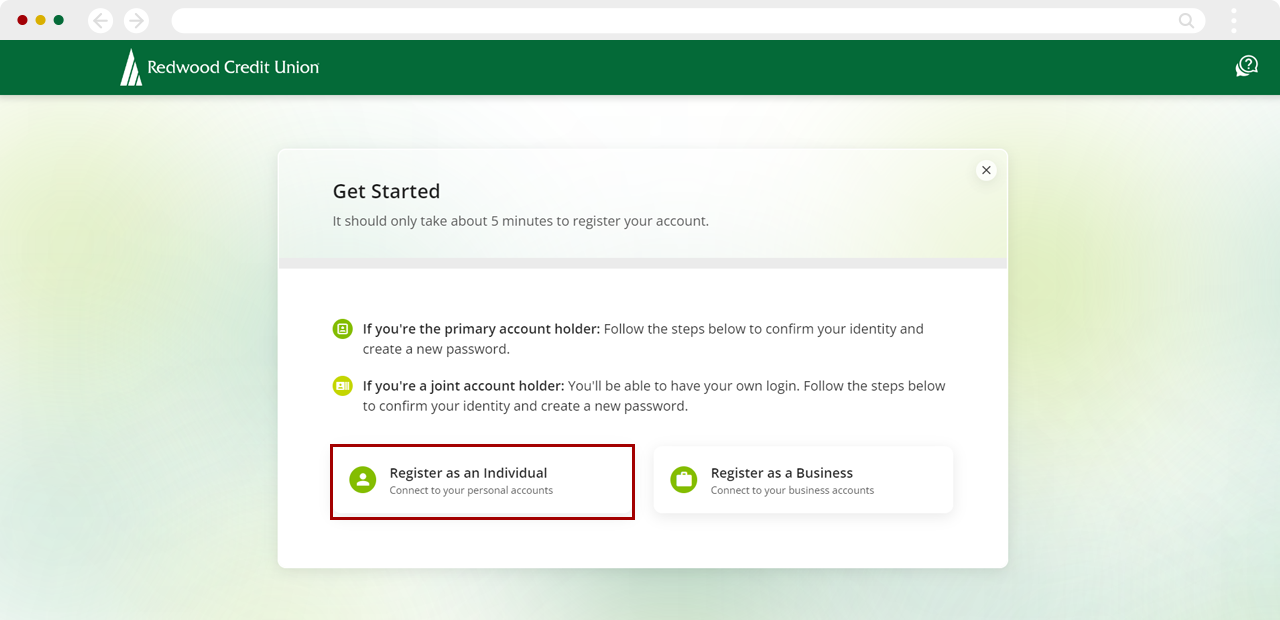 Registering for digital banking on desktop, step 3