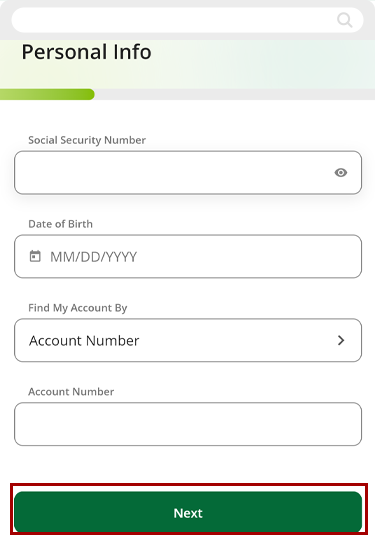 Registering for digital banking in mobile, step 4