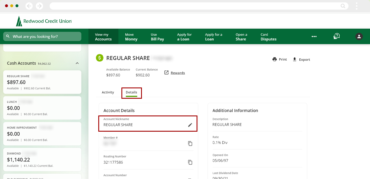 Renaming accounts on desktop, step 2