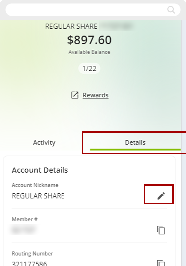 Renaming shares in mobile, step 2