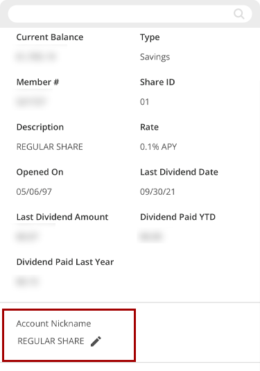 Renaming your shares in mobile, screen 2