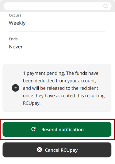 Resending recurring notification texts in mobile, step 3