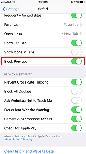 Block Pop-ups