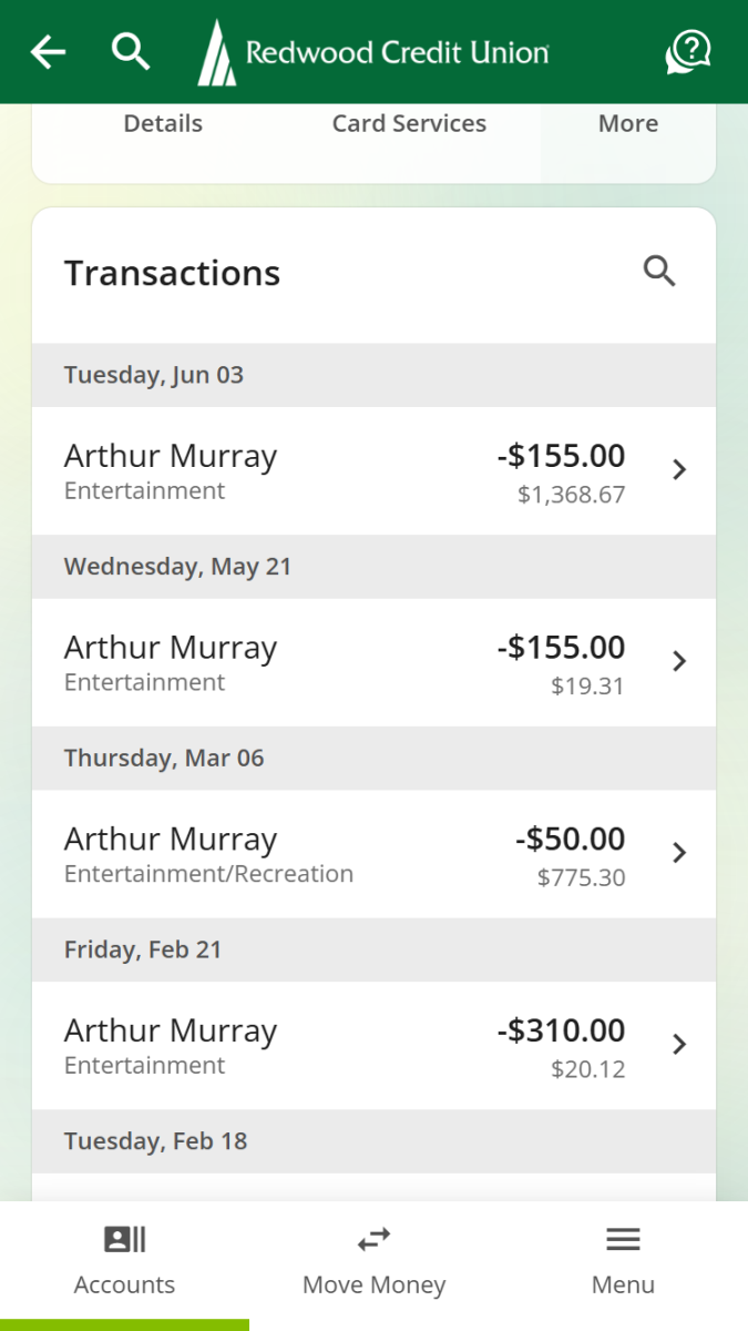 Searching by payee in mobile