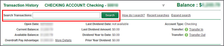 Search Transactions