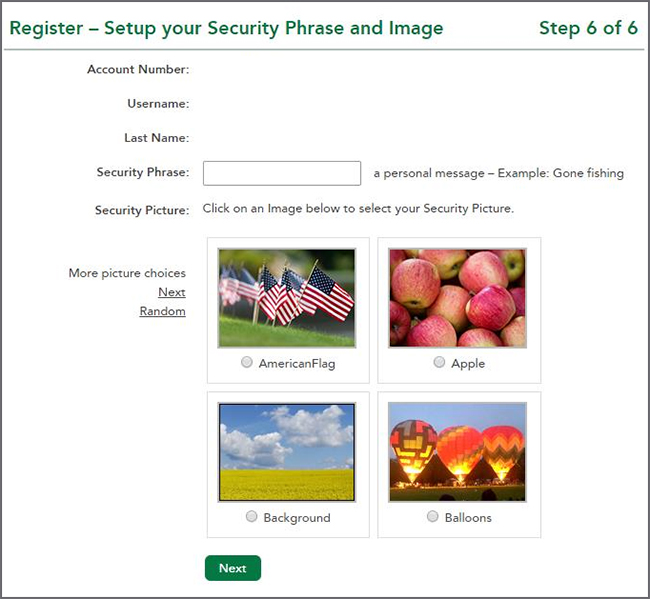 Selecting a Security Picture