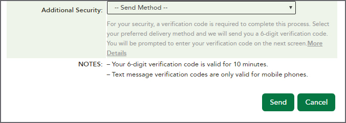 Additional Secuirity select phone number to send 6-digit verification code