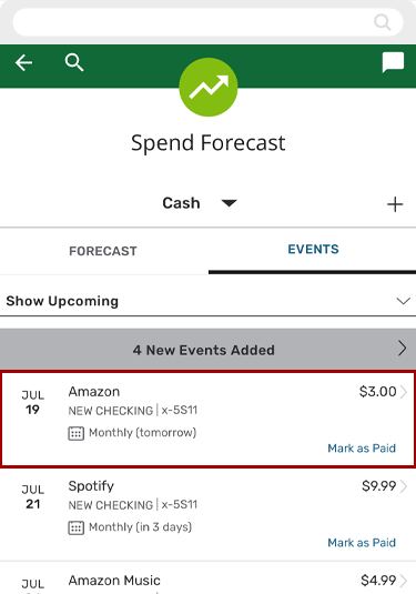 Spend forecast in mobile, step 7
