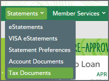 Image of Statements Tab with Tax Documents selected.