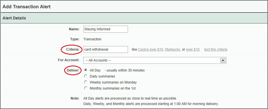 Add Transaction Alert
