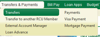 Transfers Navigation Menu
