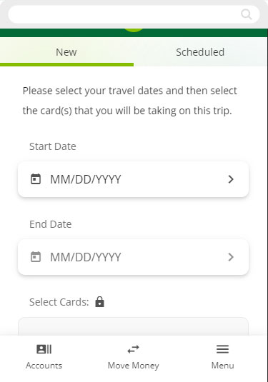 Screenshot of editing travel notice on mobile devices