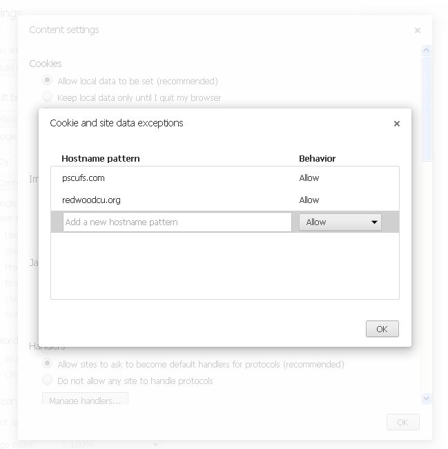 Trusted sites in Chrome