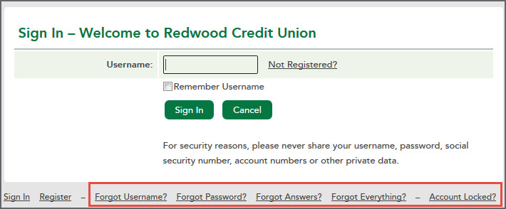 Sign In page for online baking.