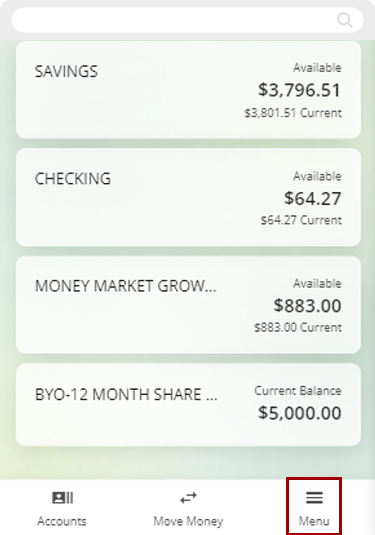 Submitting a Visa Balance Transfer in mobile, step 1