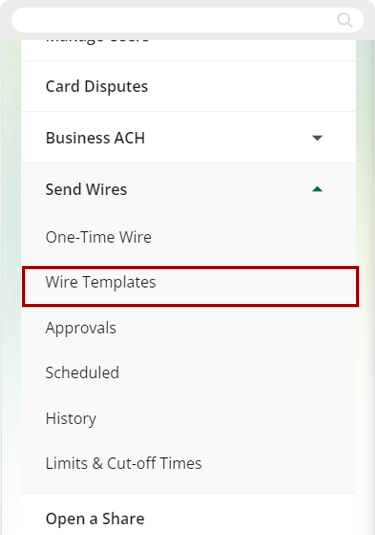 Uploading a wire template in mobile, step 1